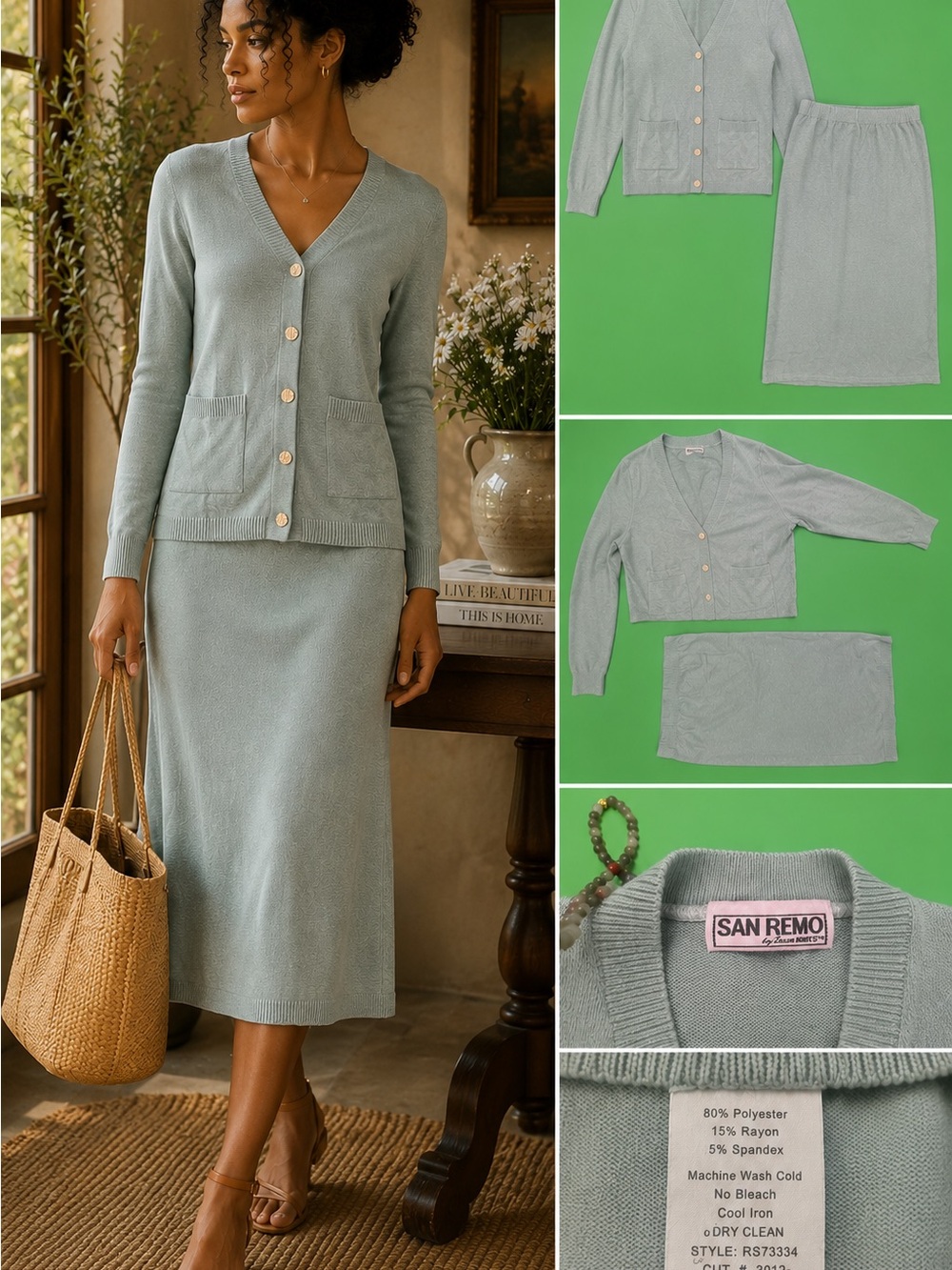 Women's Sage Knit Skirt set